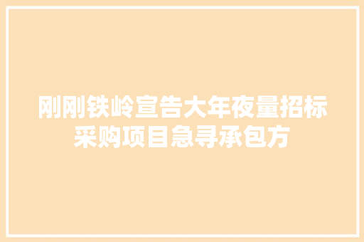 刚刚铁岭宣告大年夜量招标采购项目急寻承包方