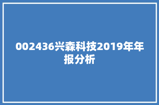 002436兴森科技2019年年报分析