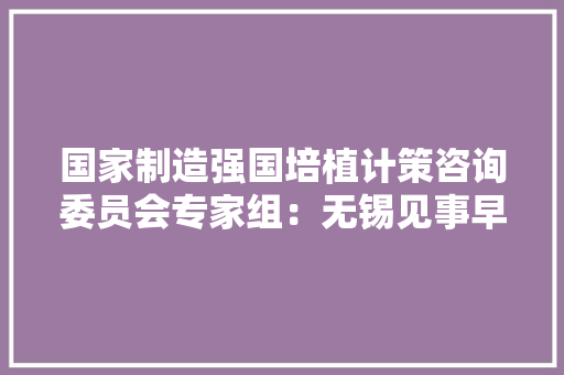 国家制造强国培植计策咨询委员会专家组：无锡见事早、有优势