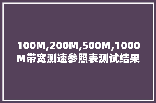 100M,200M,500M,1000M带宽测速参照表测试结果（建议收藏）