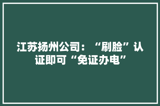江苏扬州公司：“刷脸”认证即可“免证办电”
