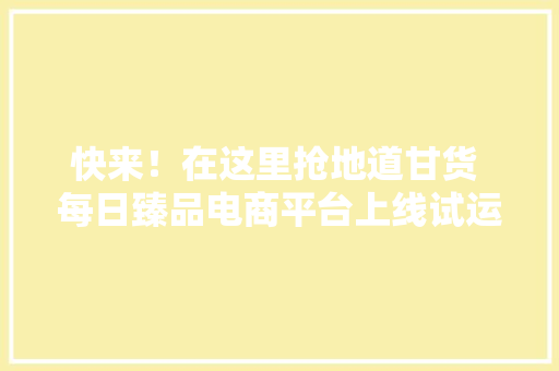 快来！在这里抢地道甘货 每日臻品电商平台上线试运营