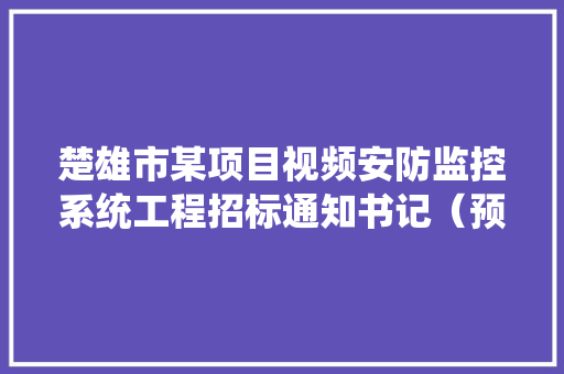 楚雄市某项目视频安防监控系统工程招标通知书记（预算320万元）