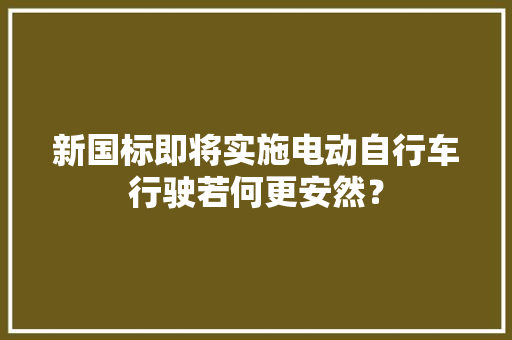 新国标即将实施电动自行车行驶若何更安然？