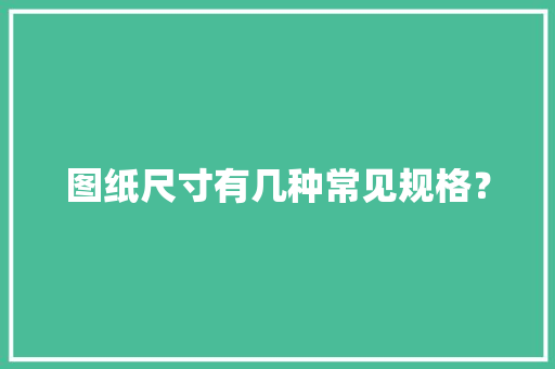 图纸尺寸有几种常见规格？