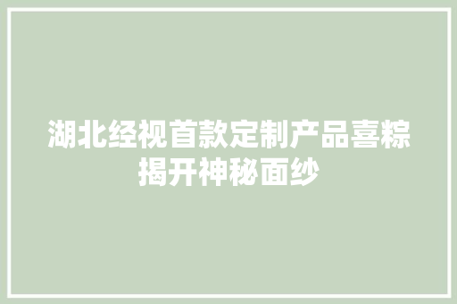 湖北经视首款定制产品喜粽揭开神秘面纱