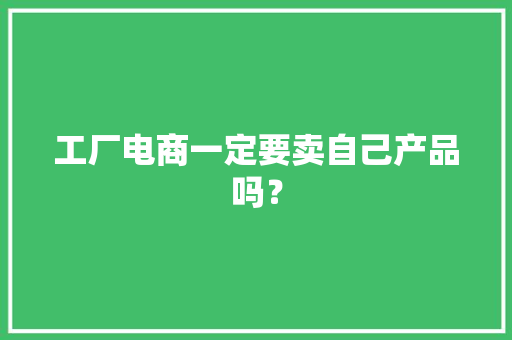 工厂电商一定要卖自己产品吗？