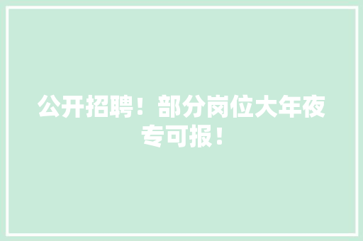 公开招聘！部分岗位大年夜专可报！