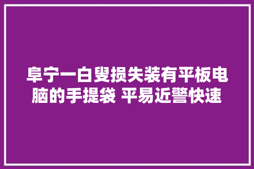 阜宁一白叟损失装有平板电脑的手提袋 平易近警快速帮找回