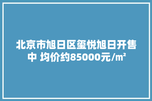 北京市旭日区玺悦旭日开售中 均价约85000元/㎡