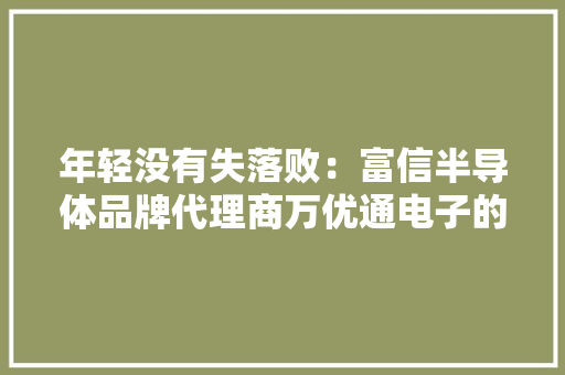 年轻没有失落败：富信半导体品牌代理商万优通电子的成长之路