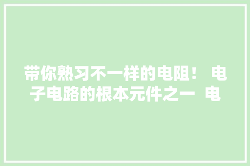 带你熟习不一样的电阻！ 电子电路的根本元件之一  电阻 浅析！