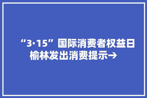 “3·15”国际消费者权益日榆林发出消费提示→