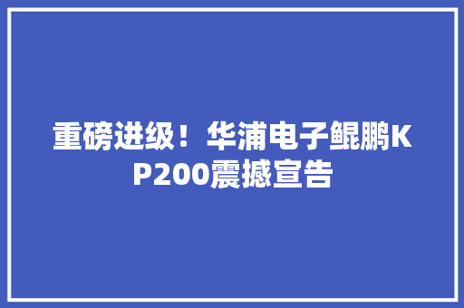 重磅进级！华浦电子鲲鹏KP200震撼宣告