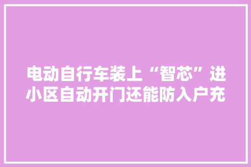 电动自行车装上“智芯”进小区自动开门还能防入户充电