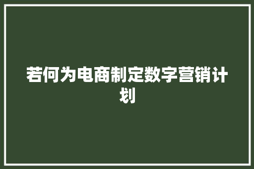 若何为电商制定数字营销计划