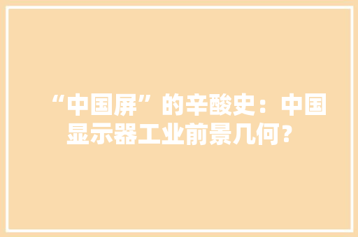 “中国屏”的辛酸史：中国显示器工业前景几何？