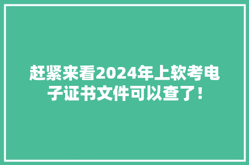 赶紧来看2024年上软考电子证书文件可以查了！