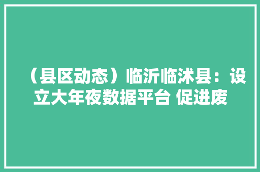 （县区动态）临沂临沭县：设立大年夜数据平台 促进废旧物品再运用