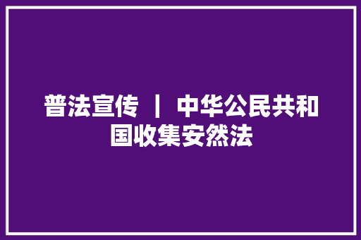 普法宣传 ｜ 中华公民共和国收集安然法
