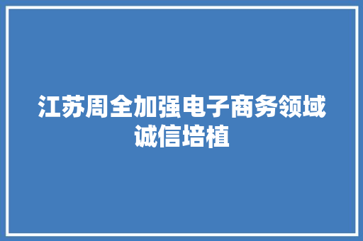 江苏周全加强电子商务领域诚信培植