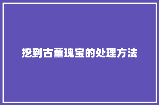 挖到古董瑰宝的处理方法