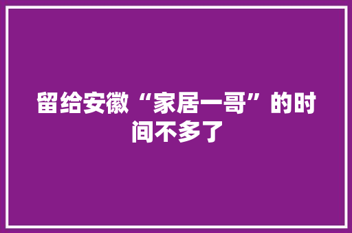 留给安徽“家居一哥”的时间不多了