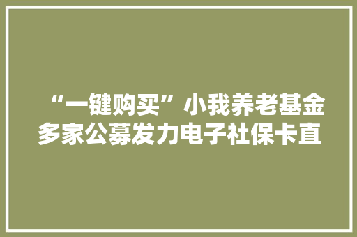 “一键购买”小我养老基金多家公募发力电子社保卡直销