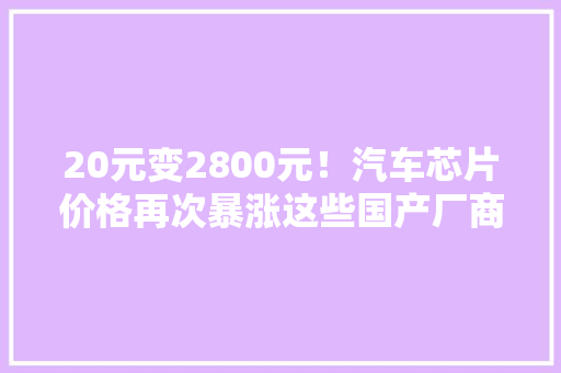20元变2800元！汽车芯片价格再次暴涨这些国产厂商要把握机遇