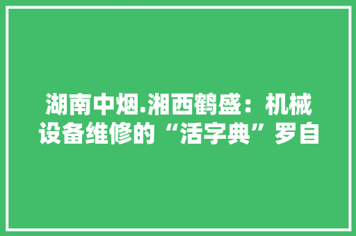 湖南中烟.湘西鹤盛：机械设备维修的“活字典”罗自容