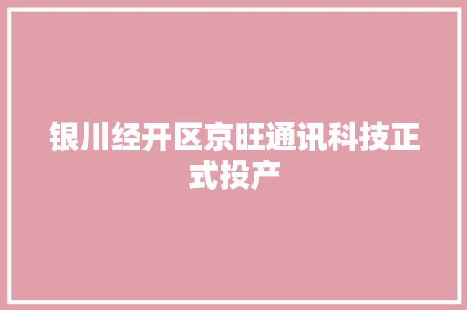 银川经开区京旺通讯科技正式投产