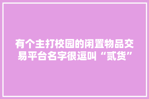 有个主打校园的闲置物品交易平台名字很逗叫“贰货”