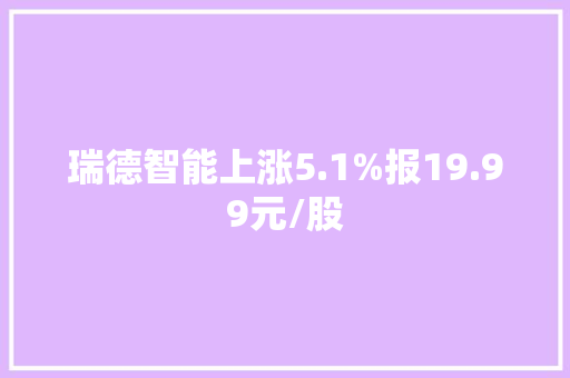 瑞德智能上涨5.1%报19.99元/股