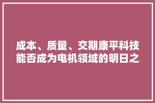 成本、质量、交期康平科技能否成为电机领域的明日之星？