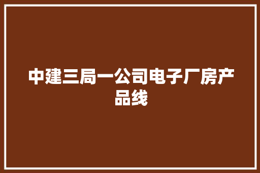 中建三局一公司电子厂房产品线