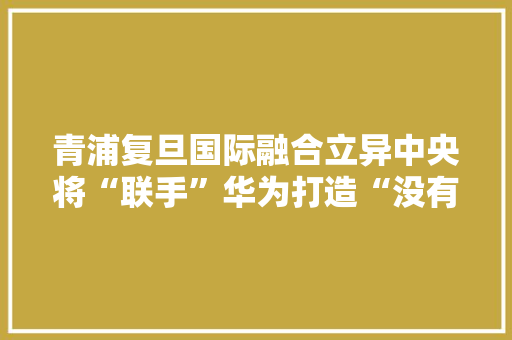 青浦复旦国际融合立异中央将“联手”华为打造“没有围墙的大年夜学”