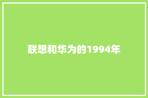 联想和华为的1994年