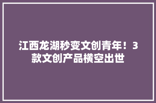 江西龙湖秒变文创青年！3款文创产品横空出世