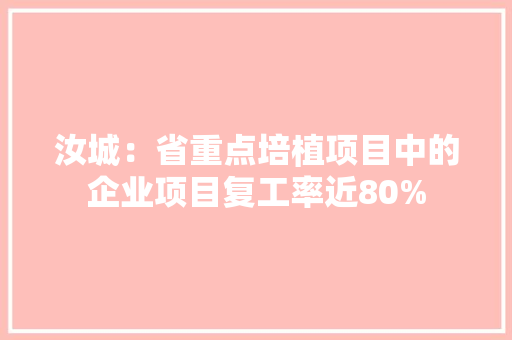 汝城：省重点培植项目中的企业项目复工率近80%