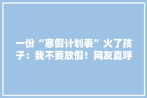 一份“寒假计划表”火了孩子：我不要放假！网友直呼太假了