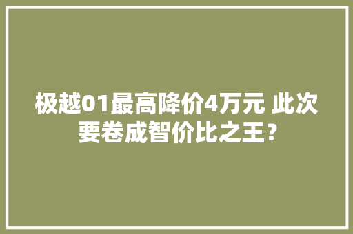极越01最高降价4万元 此次要卷成智价比之王？