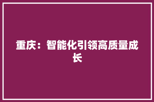 重庆：智能化引领高质量成长
