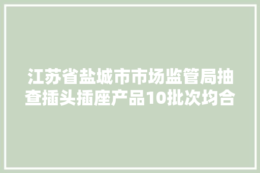 江苏省盐城市市场监管局抽查插头插座产品10批次均合格