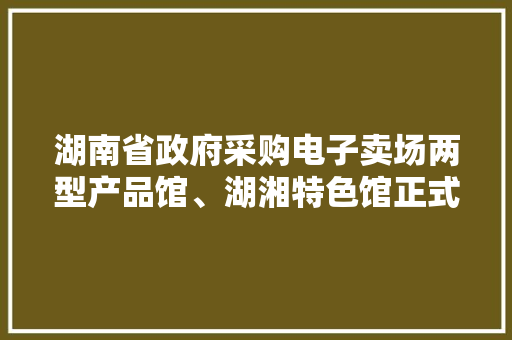 湖南省政府采购电子卖场两型产品馆、湖湘特色馆正式上线