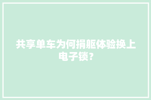 共享单车为何捐躯体验换上电子锁？