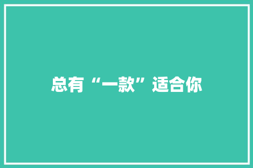总有“一款”适合你