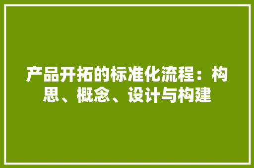 产品开拓的标准化流程：构思、概念、设计与构建