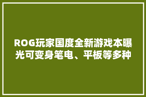 ROG玩家国度全新游戏本曝光可变身笔电、平板等多种形态