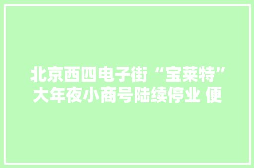 北京西四电子街“宝莱特”大年夜小商号陆续停业 便平易近举动办法即将入场