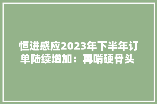 恒进感应2023年下半年订单陆续增加：再啃硬骨头 自研高端直线导轨、丝扛淬火设备打破国外垄断